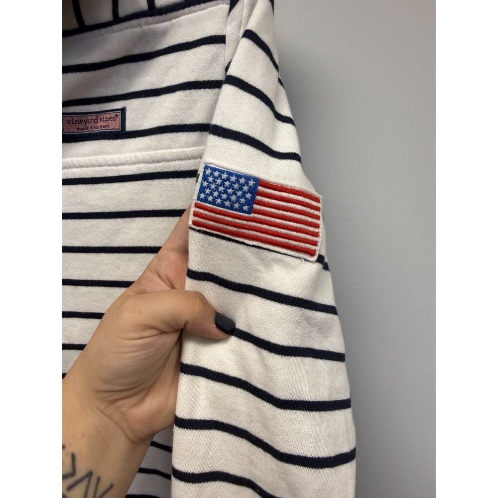Vineyard Vines Shep Shirt Americana Striped 1/4 Zip Pullover Womens S NWT Navy - Picture 5 of 5